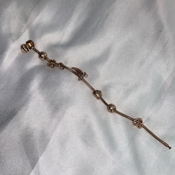 Pandora Rose Gold Bracelet and Charms - Picture 1 of 6